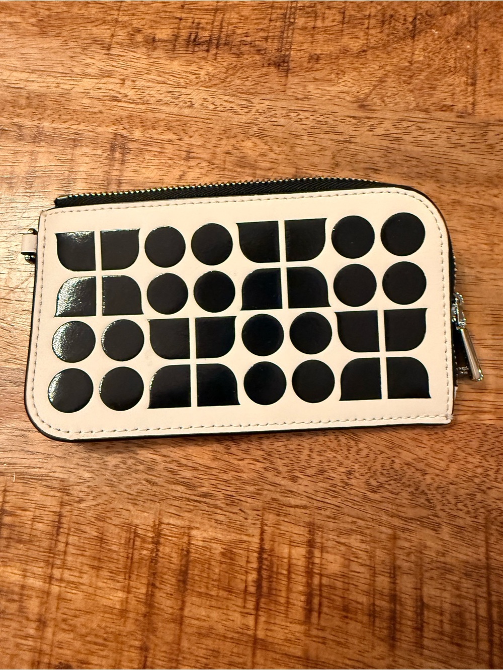 kate spade Cream and Black Geometric Zip Wallet